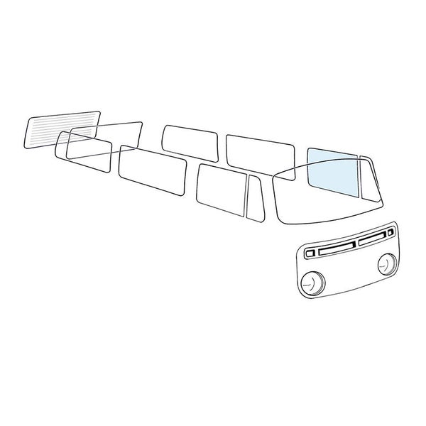 Oven sivulasi, vasen, kirkas T-2, 8/67-7/79